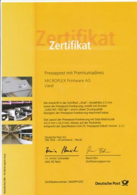Certificate Deutsche Post AG